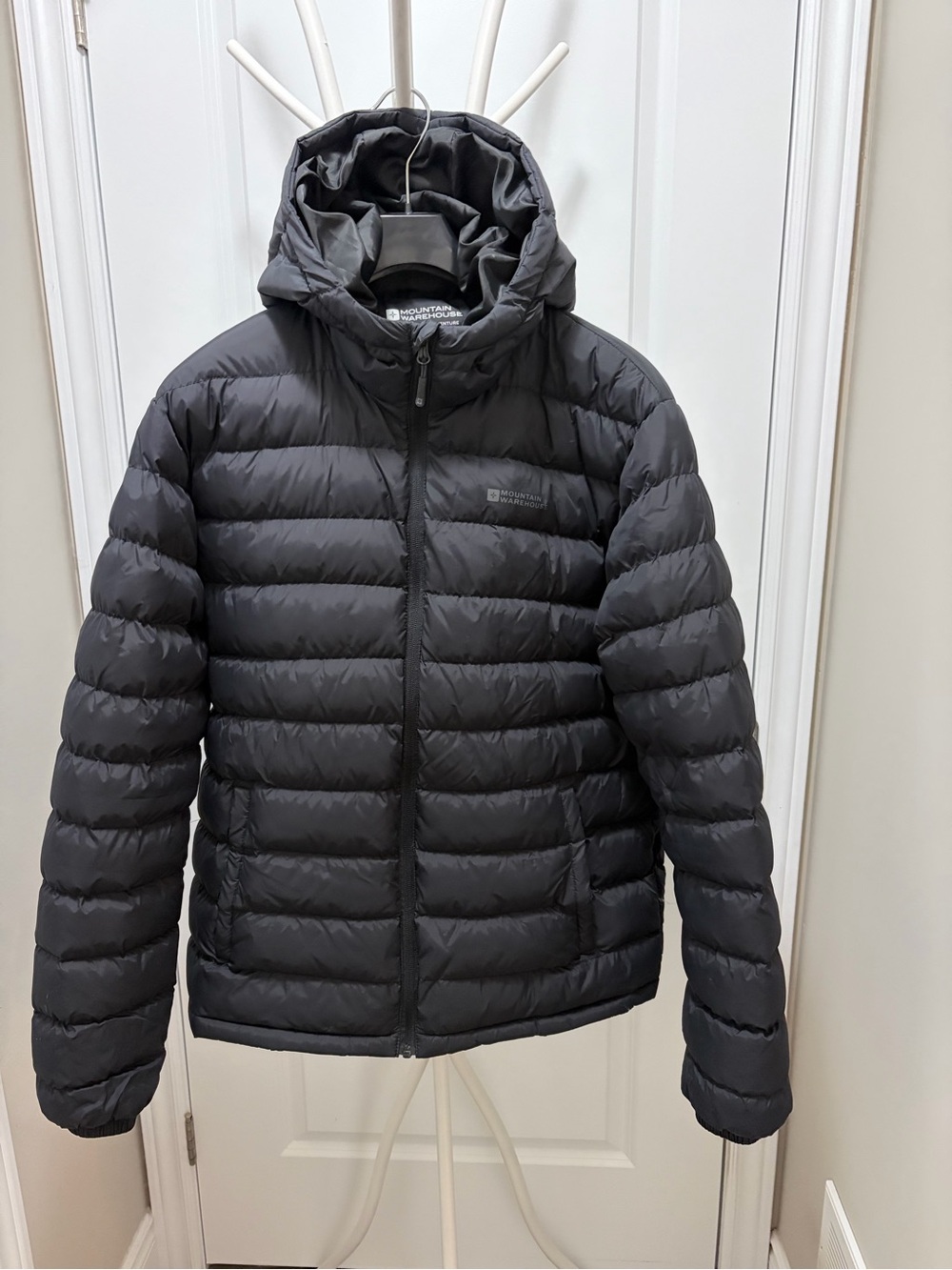 Mountain Warehouse Men's Hooded Quilted Puffer Jacket — Black
